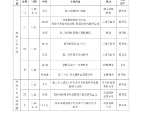 迎春中学2025-2026学年第一学期第二十周工作安排表