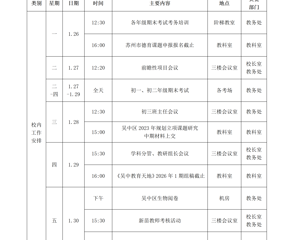 迎春中学2025-2026学年第一学期第二十二周工作安排表