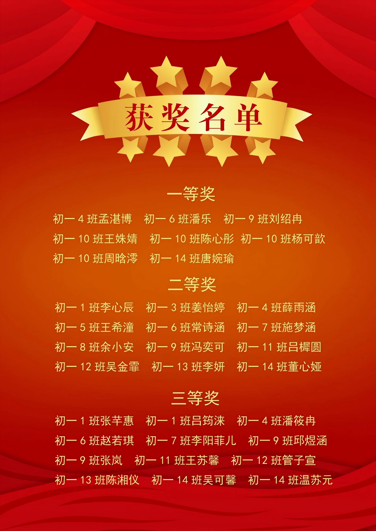 活动一获奖名单